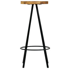 Bar Stool Set of 2 Natural wood and black