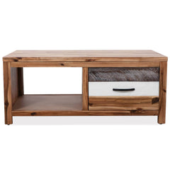 Coffee Table Brown, Black, White Solid acacia wood, MDF