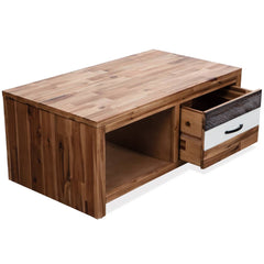 Coffee Table Brown, Black, White Solid acacia wood, MDF