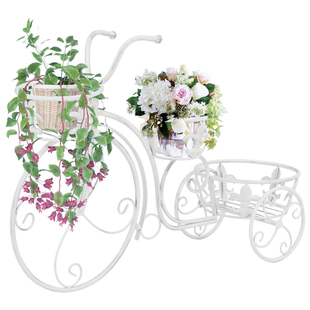 Plant Stand Antique white Metal Medium Decorative Inlays