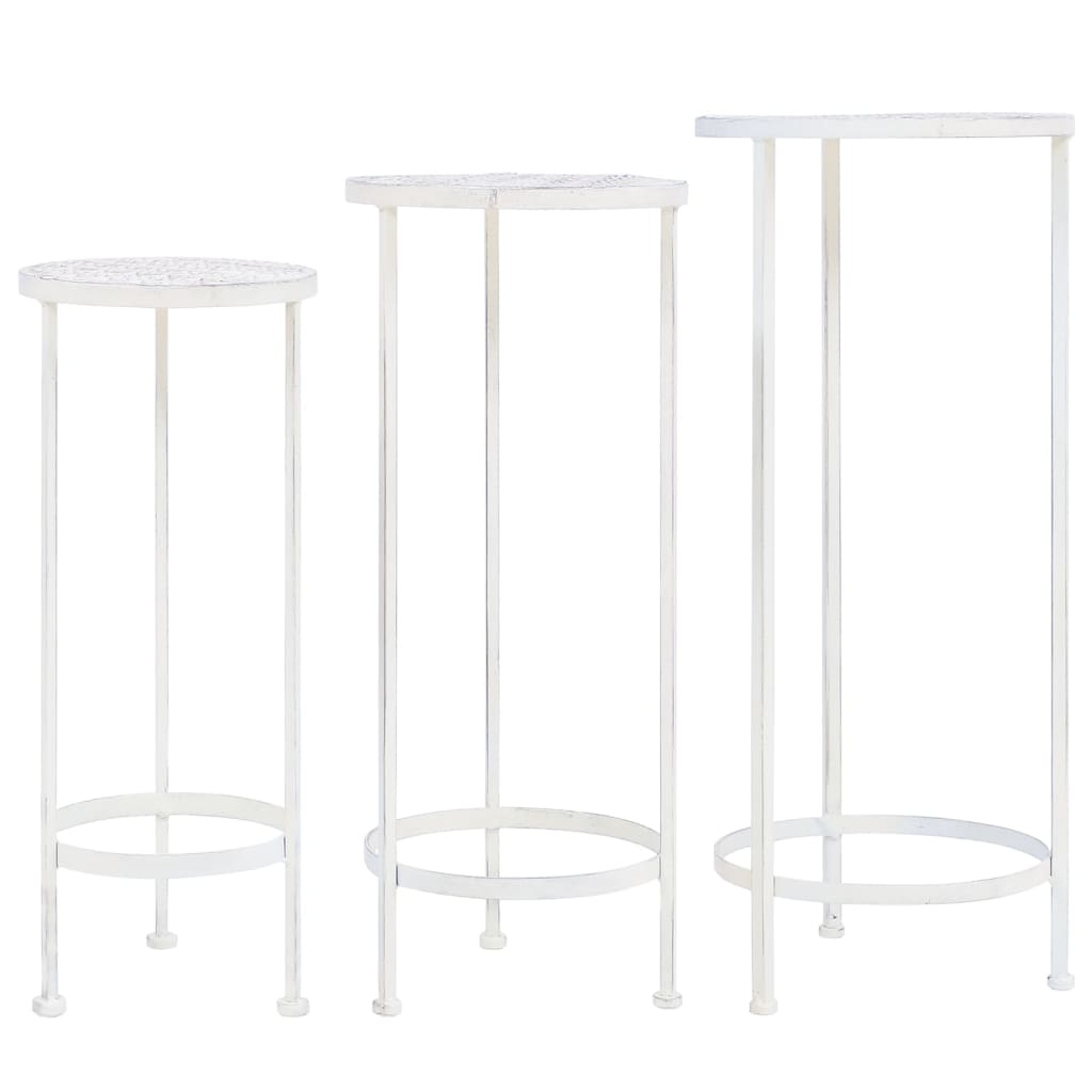 Plant Stand Antique White Metal Medium Stackable Plant Stand