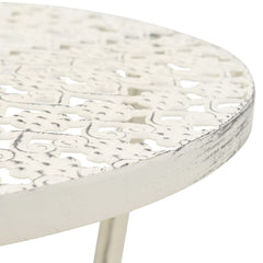 Table White Metal Small Bistro Table Round Vintage