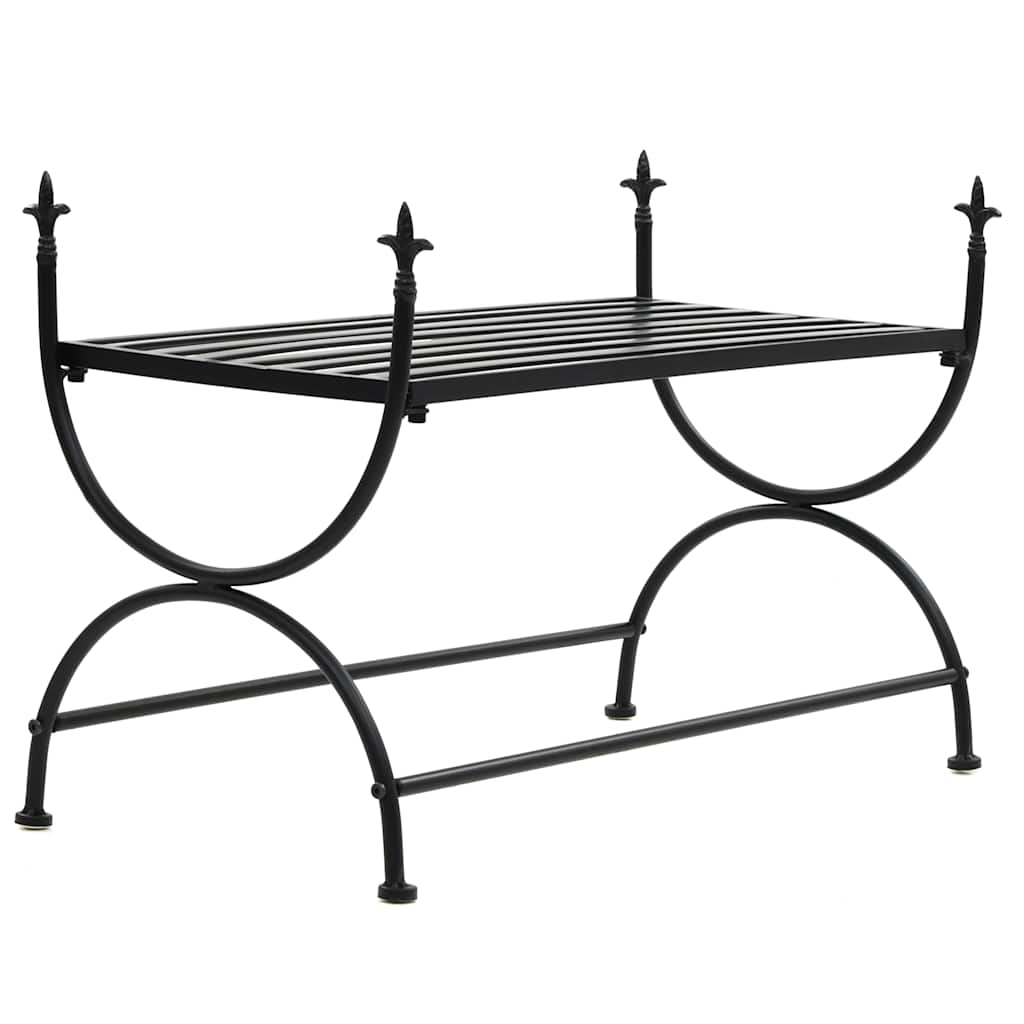 Bench Black Metal Medium Decorative Inlays Bench Rectangular