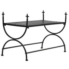Bench Black Metal Medium Decorative Inlays Bench Rectangular