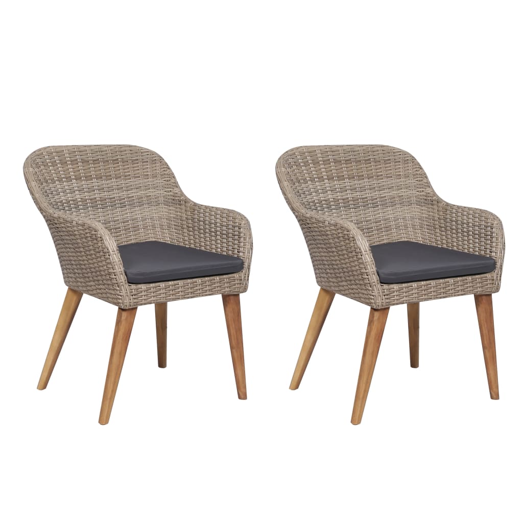 Outdoor Chair Set of 2 Brown PE Rattan Medium Removable Covers