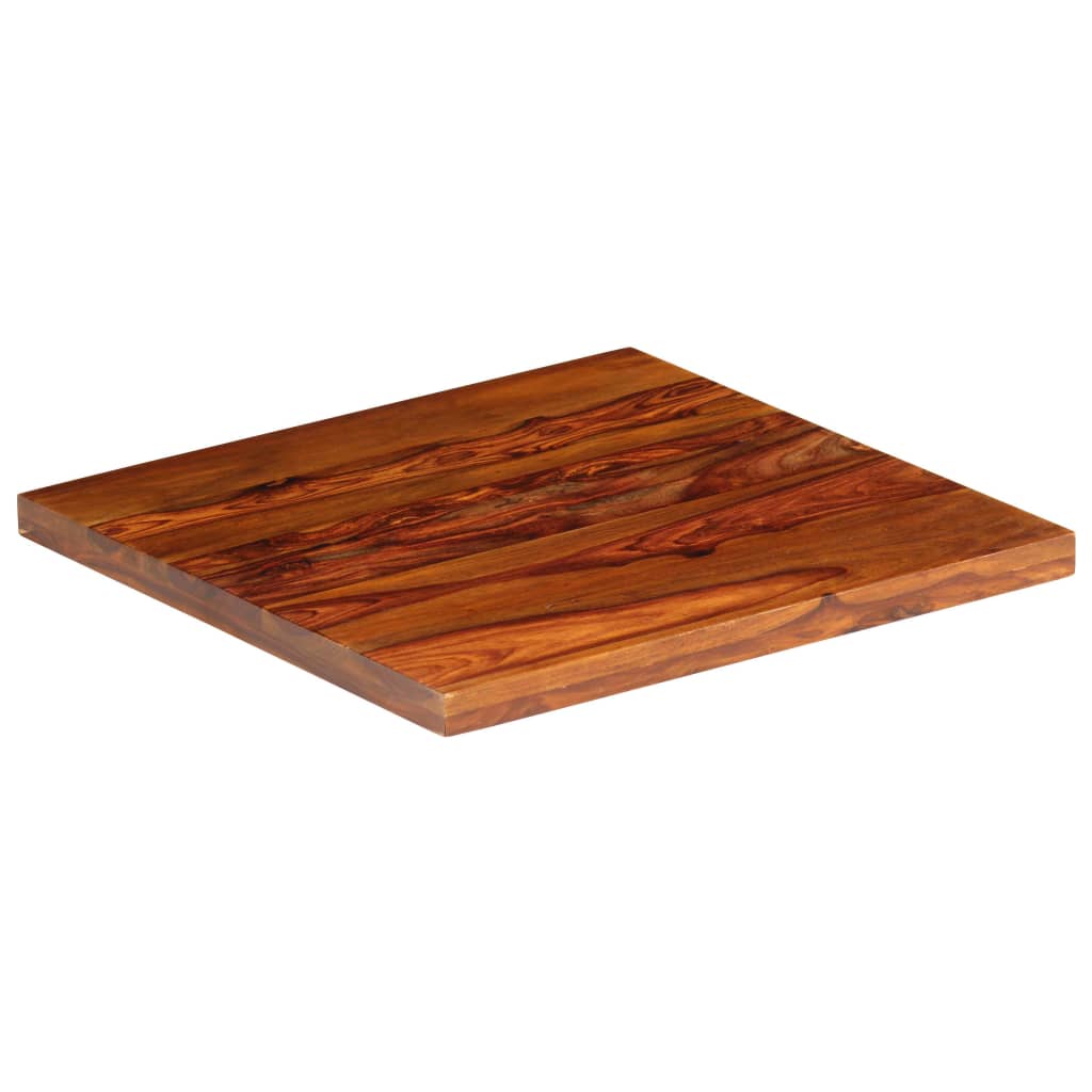 Square serving tray made of solid Sheesham wood with natural grain finish, measuring 19.7 inches.
