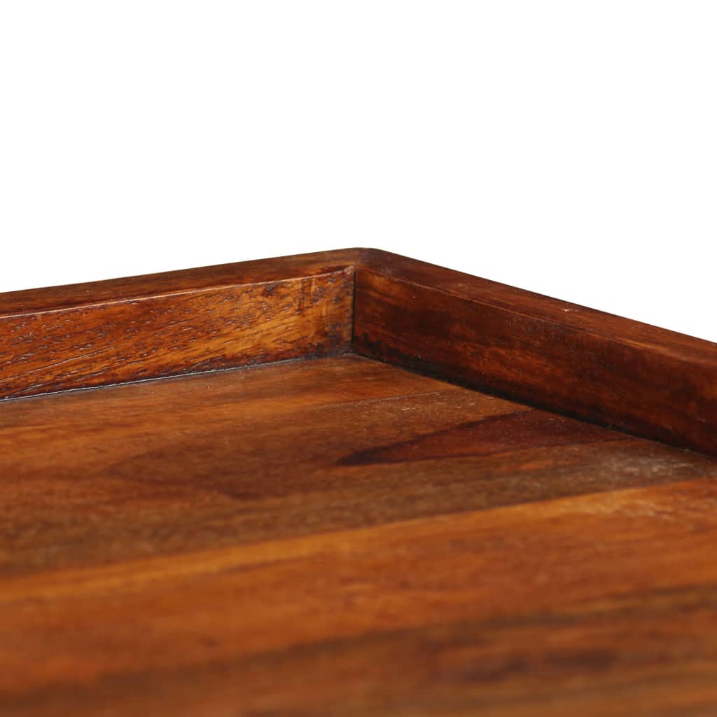 Square serving tray made of solid Sheesham wood with natural grain finish.