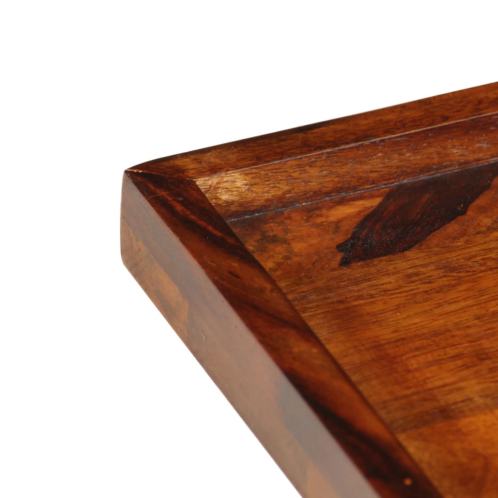 Square serving tray made of solid Sheesham wood with natural grain finish.