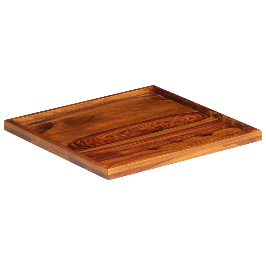 Square serving tray made of solid Sheesham wood with natural grain finish.