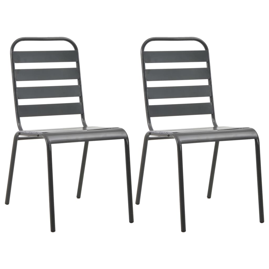 Outdoor Chair Set of 2 Dark Grey E-coated and powder-coated steel