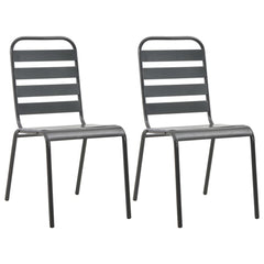 Outdoor Chair Set of 2 Dark Grey E-coated and powder-coated steel