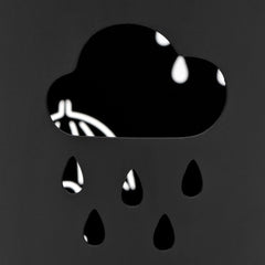 Black powder-coated steel umbrella stand with drip tray, 19.1 inches tall.