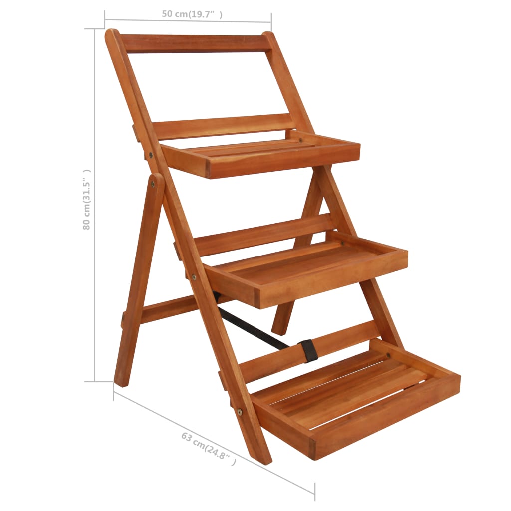 3-Tier Plant Stand 19.7x24.8x31.5 Solid Acacia Wood