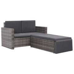 Rattan Sofa Set Grey and Dark Grey Poly Rattan and Polyester Medium