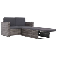 Rattan Sofa Set Grey and Dark Grey Poly Rattan and Polyester Medium