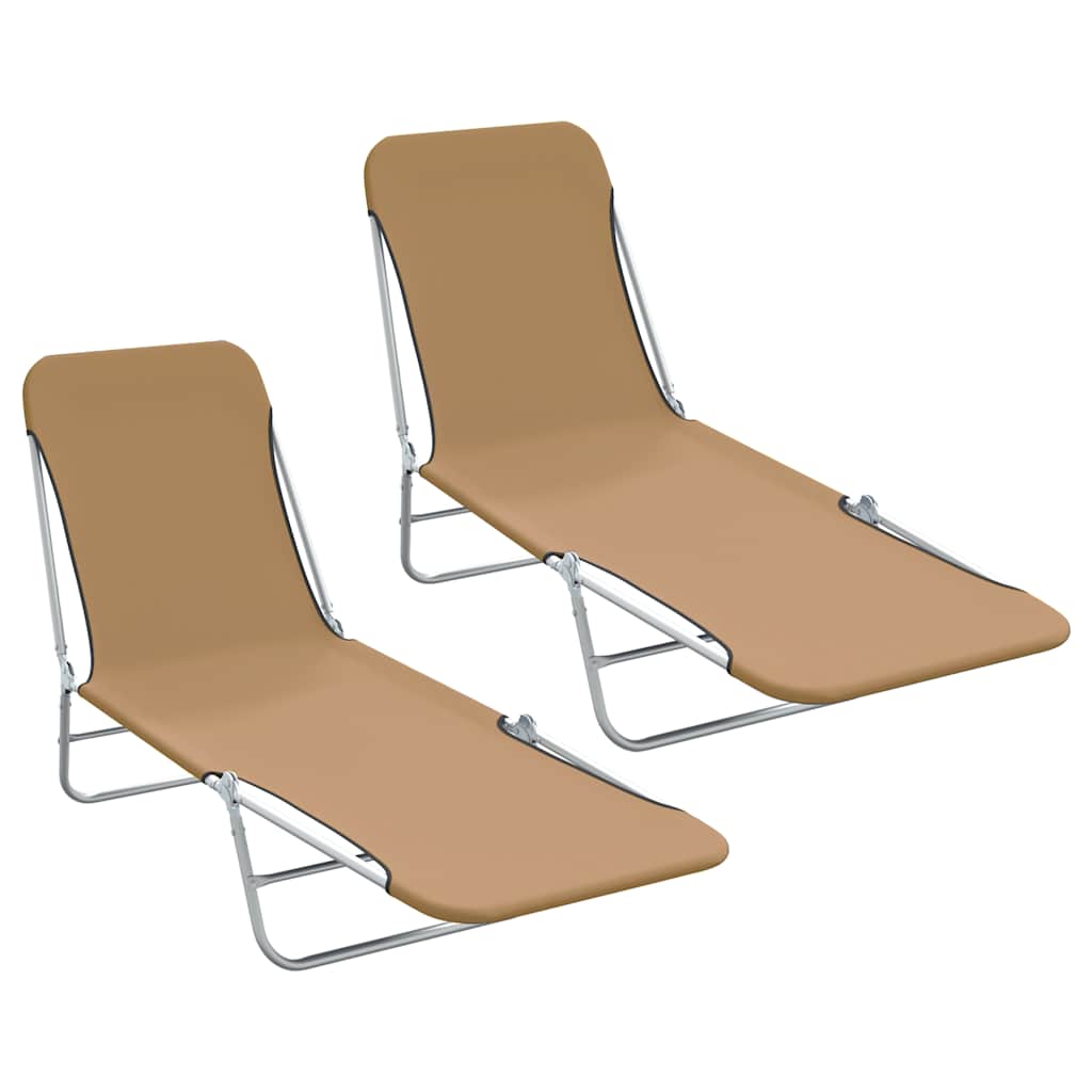 Sunlounger Set of 2 Taupe Powder-coated steel