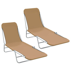 Sunlounger Set of 2 Taupe Powder-coated steel