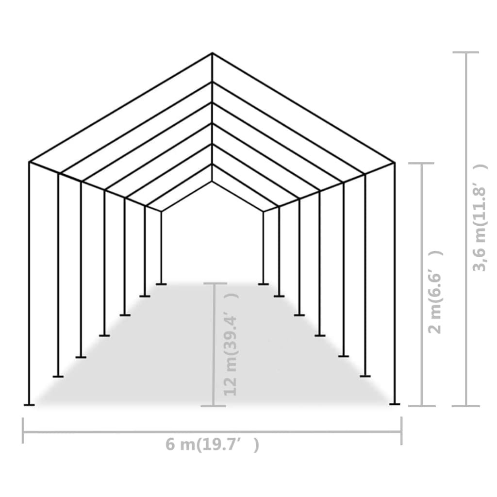 Party Tent PE 19.7'x39.4' Gray