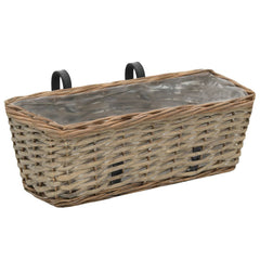 Balcony Planter 2 pcs Wicker with PE Lining 15.7