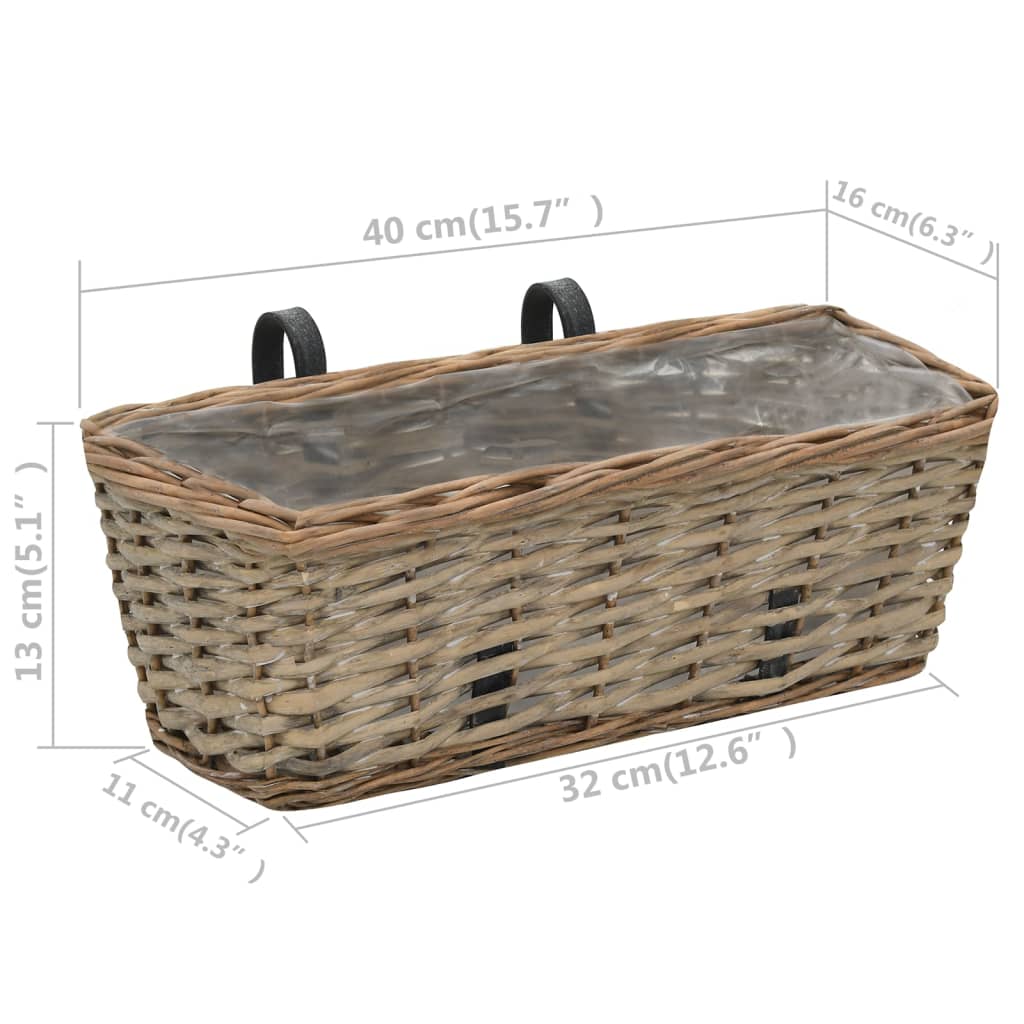 Balcony Planter 2 pcs Wicker with PE Lining 15.7