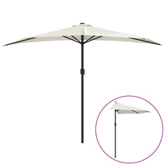 Garden Parasol Sand Polyester, Aluminum, Steel 118.1 x 61.0 in