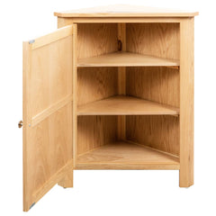 Corner Cabinet Brown Solid Oak Wood Compact Corner Cabinet