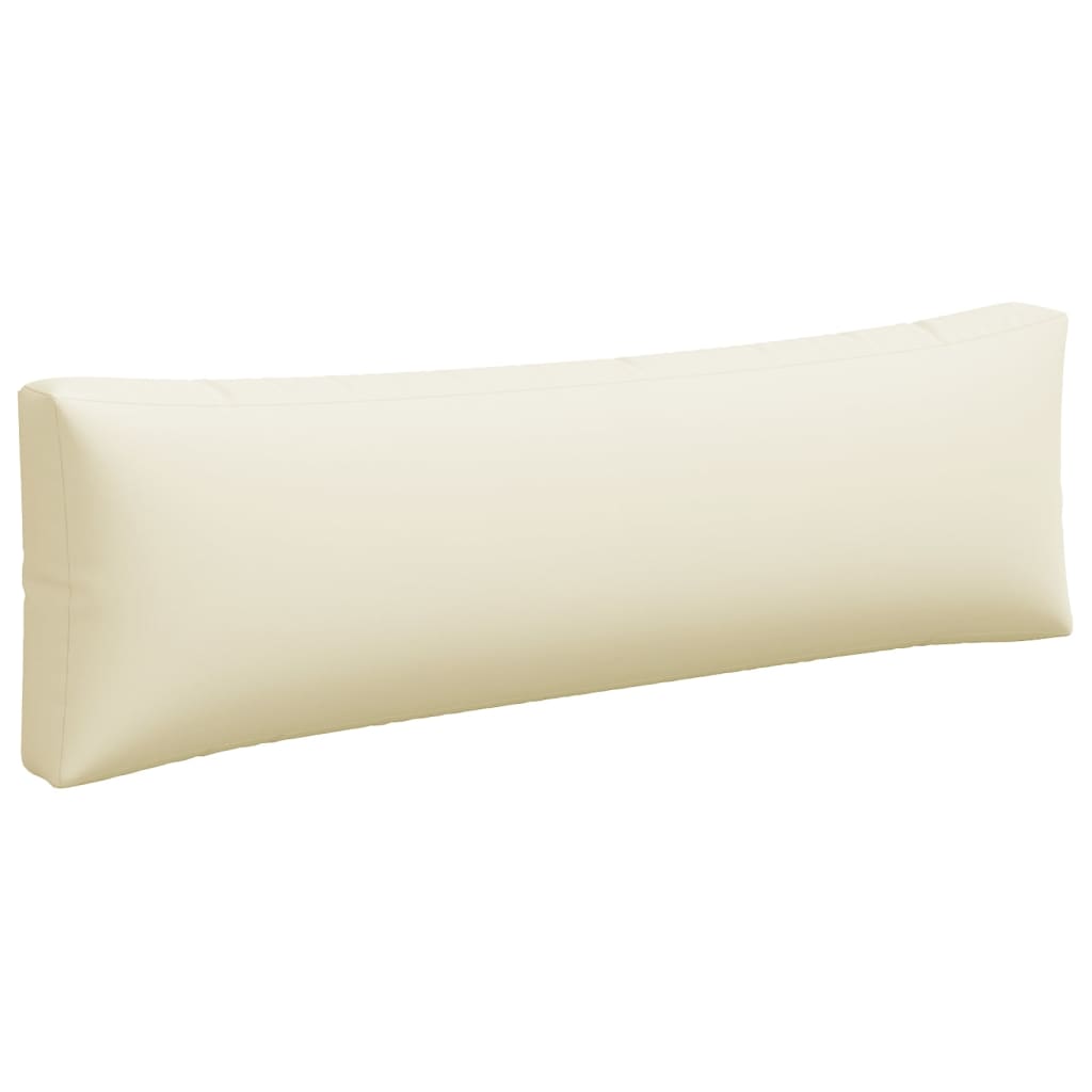 Three-piece sand-colored polyester pallet cushions set for outdoor seating.