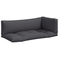 Gray polyester pallet cushion set with 3 pieces: seat, back, and side.