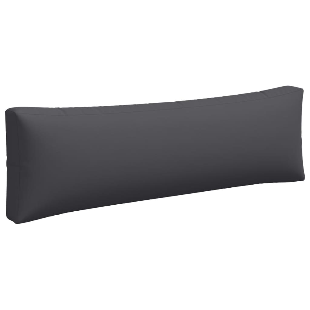 Gray polyester pallet cushion set with three pieces: seat, back, and side.