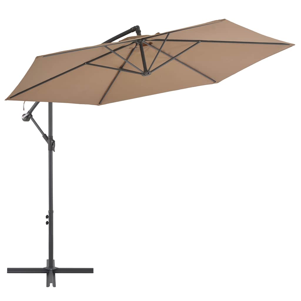 Cantilever Umbrella Taupe Polyester, Metal Large Tiltable