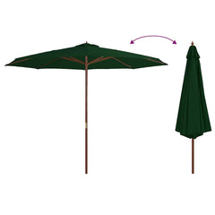 Garden Parasol with Wooden Pole 137.8 Green