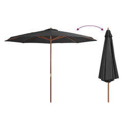 Garden Parasol Anthracite Polyester, Wooden Pole Large
