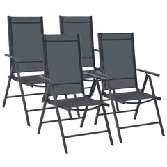 Garden Furniture Set Black Aluminum and Textilene 5 Piece Set
