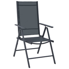 Garden Furniture Set Black Aluminum and Textilene 5 Piece Set