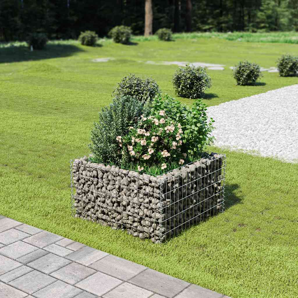 Gabion Raised Bed Silver Galvanized steel 35.4 x 35.4 x 19.7 in