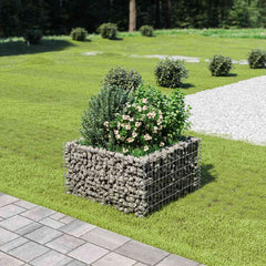 Gabion Raised Bed Silver Galvanized steel 35.4 x 35.4 x 19.7 in