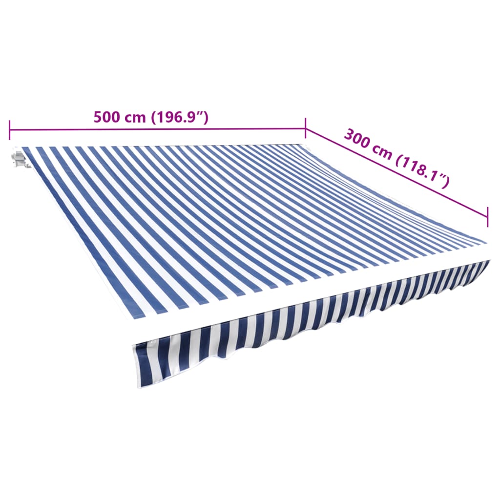 Awning Top Sunshade Canvas Blue & White 196.9x118.1