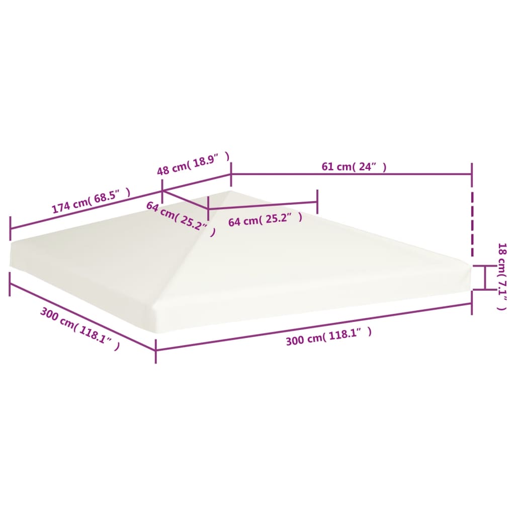 Gazebo Top Cover 1 oz/ft?? 9.8'x9.8' Cream White