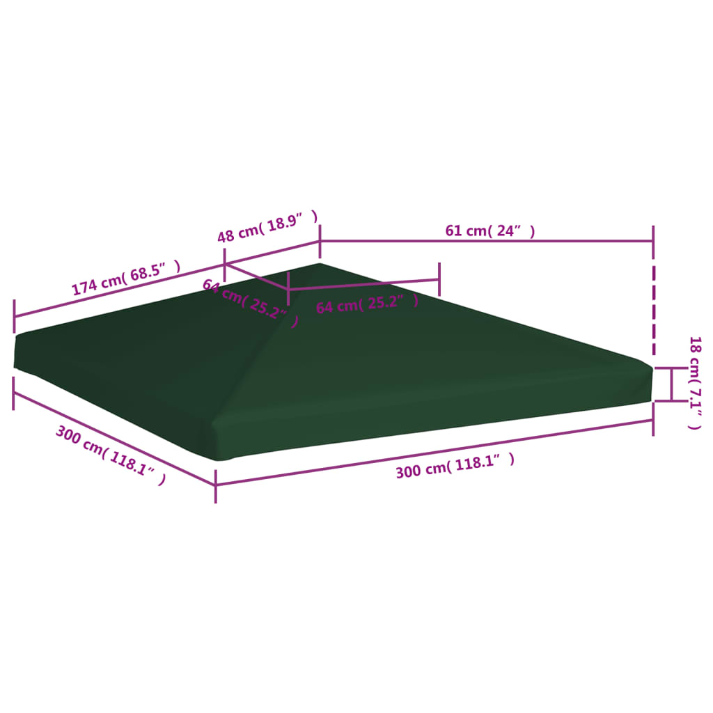 Gazebo Top Cover 1 oz/ft?? 9.8'x9.8' Green