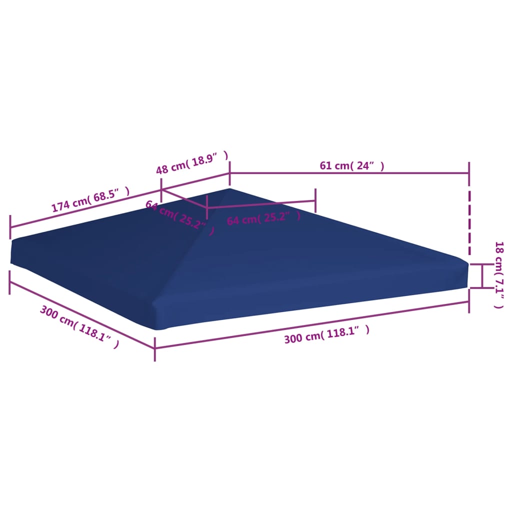 Gazebo Top Cover 1 oz/ft?? 9.8'x9.8' Blue
