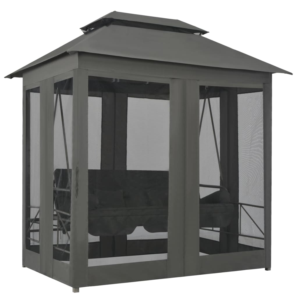 Outdoor Convertible Swing Bench with Canopy Anthracite 86.6x63x94.5 Steel