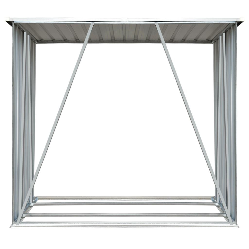 Garden Log Storage Shed Galvanized Steel 64.2x32.7x60.6 Gray