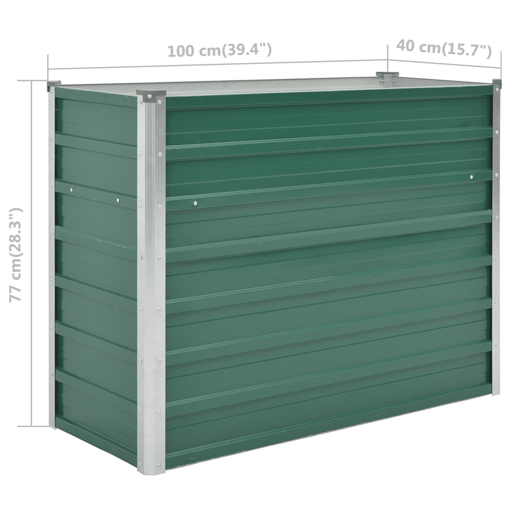 Garden Raised Bed Galvanized Steel 39.4x15.7x31.3 Green