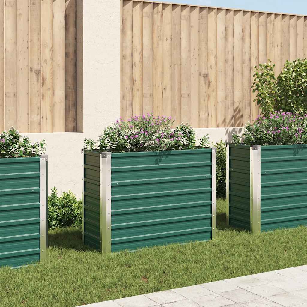 Garden Raised Bed Galvanized Steel 39.4x15.7x31.3 Green