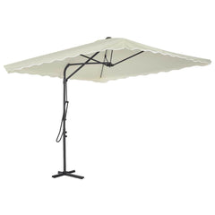 Garden Parasol Sand Polyester 98.4x98.4 in Rotatable