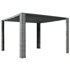 Gazebo with Roof Poly Rattan 118.1x118.1x78.7 Gray and Anthracite