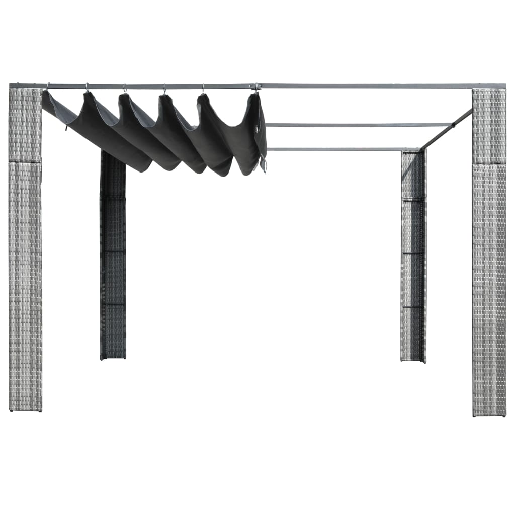 Gazebo with Roof Poly Rattan 118.1x118.1x78.7 Gray and Anthracite