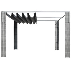 Gazebo with Roof Poly Rattan 118.1x118.1x78.7 Gray and Anthracite