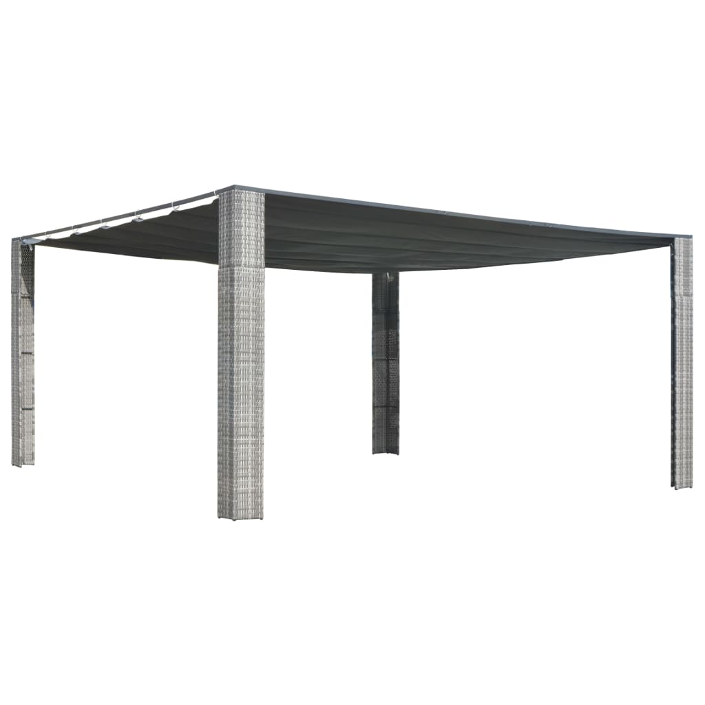 Gazebo with Sliding Roof Poly Rattan 157.4x157.4x78.7  Gray and Anthracite