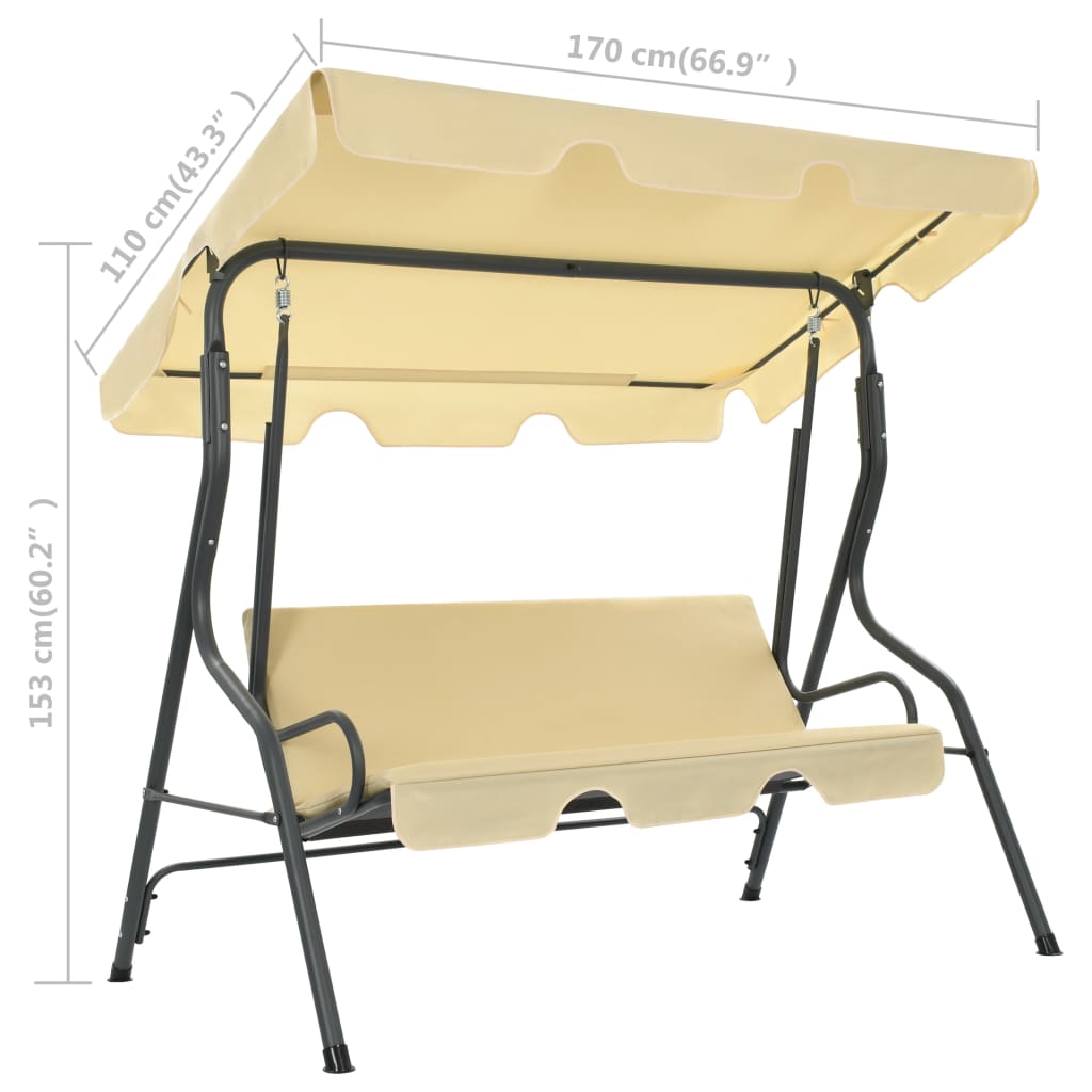 Garden Swing Bench Cream White 66.9x43.3x60.2